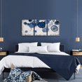 thumbnail image 2 of Abstract Watercolor Wall Painting Pictures for Bathroom Wall Decor Navy Blue Canvas Prints Blue and White Wall Art for Bedroom Kitchen Office 12"x16"x3p, 2 of 6