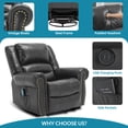 thumbnail image 7 of OUINCH Manual 360 Degree Swivel Glider Rocker Recliner Chair with Massage and Heat, USB Ports and 2 Side Pockets, Faux Leather, Grey, 7 of 7