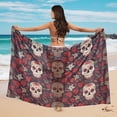 thumbnail image 4 of Uourmeti Women's Sugar Skull Rose Print Coverups Scarf Blouse for Swimwear Sarong Pareo Wraps for Travel Vacations, 4 of 7