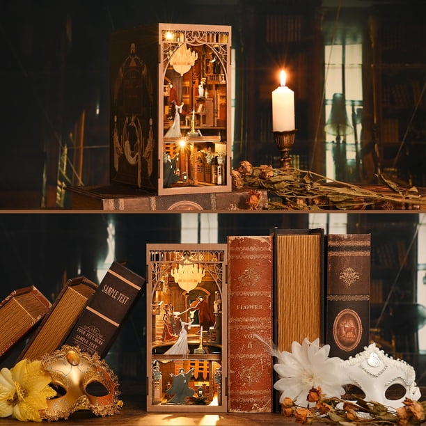MiniCity Book Nook Kit, DIY Miniatur Puppenhaus Booknook Kit mit LED-Licht und Staubschutz für MiniCity Book Nook Kit, DIY Miniatur Puppenhaus Booknook Kit mit LED-Licht und Staubschutz für