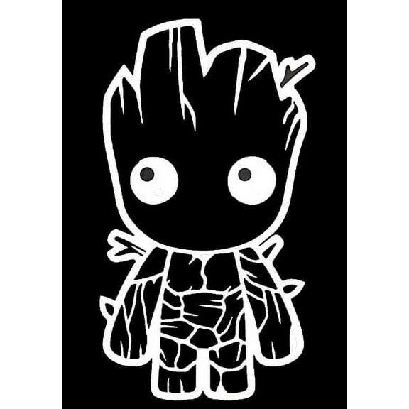 Baby Groot Guardians Of The Galaxy Inspired Decal Sticker | 6-Inches By 3.3-Inches | White Vinyl