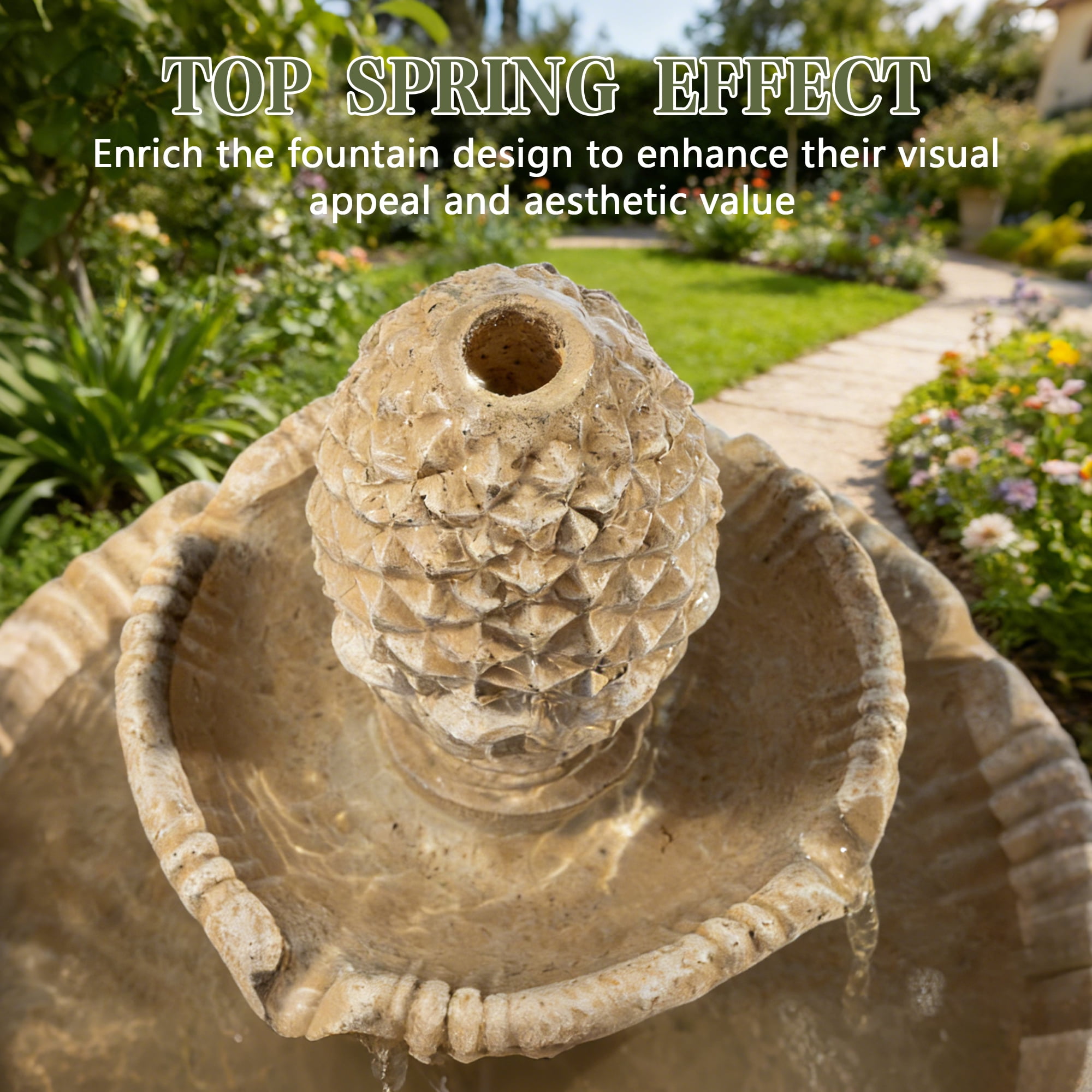 48.03" Outdoor Water Fountain, 3-Tiers water feature Outdoor Freestanding Waterfall Fountains for Garden, Patio