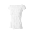 thumbnail image 3 of Txlixc Blusa de crochet de flores de encaje para mujeres, camiseta de cuerda de pecho bajo con mangas de sombrero y ropa de hombro desnudo para mujeres Txlixc moda, 3 of 9