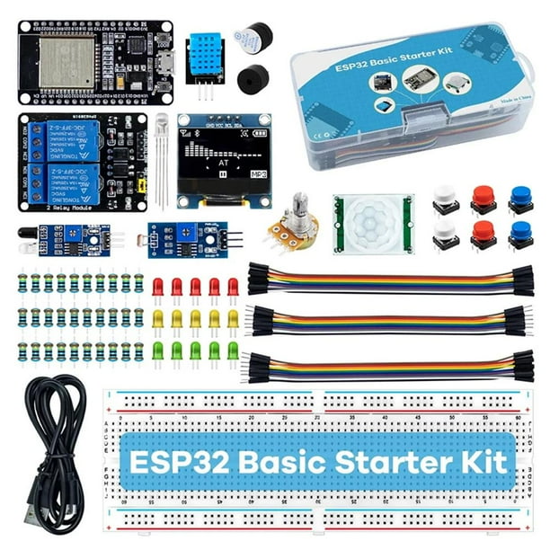 4 uds. Kit de Inicio Básico para ESP32 ESP-32S WIFI I Placa de Desarrollo OT con Caja de Almacenamiento