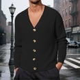 thumbnail image 2 of Fgnfyis Work Jackets for Men Knitted Cardigan Sweater Button up Long Sleeve Lightweight Soft Yarn Fabric Winter Coats for Men Black XL, 2 of 5