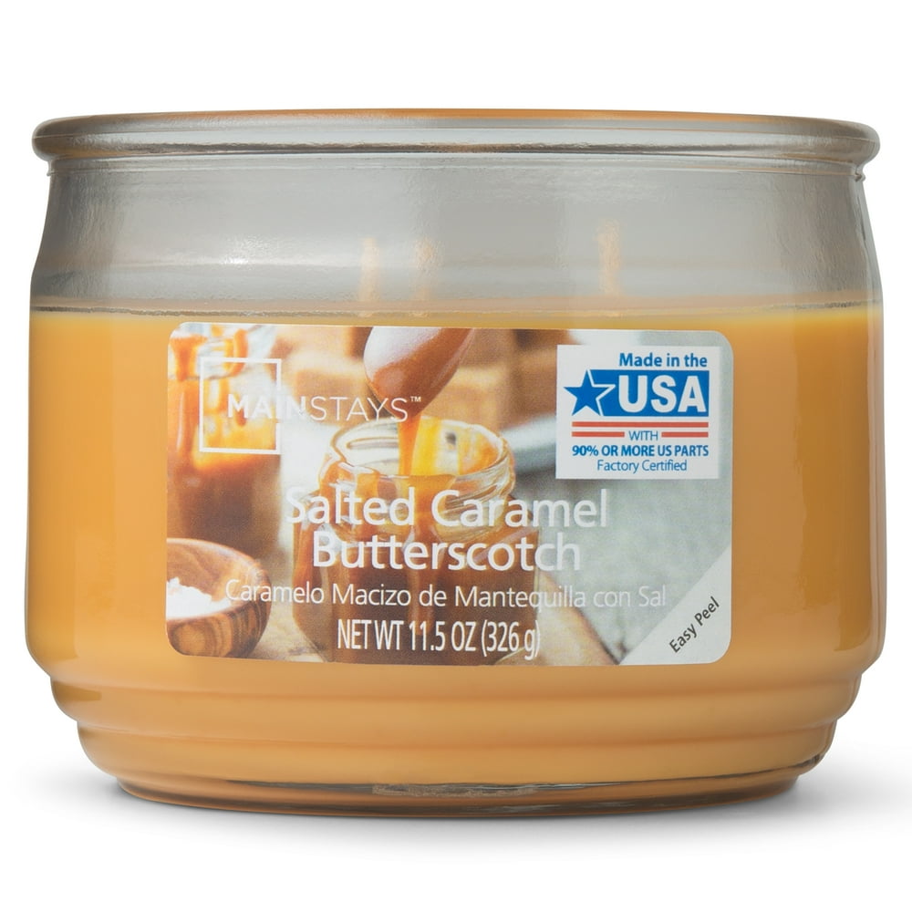 Mainstays Salted Caramel Butterscotch Scented 3Wick Glass Jar Candle