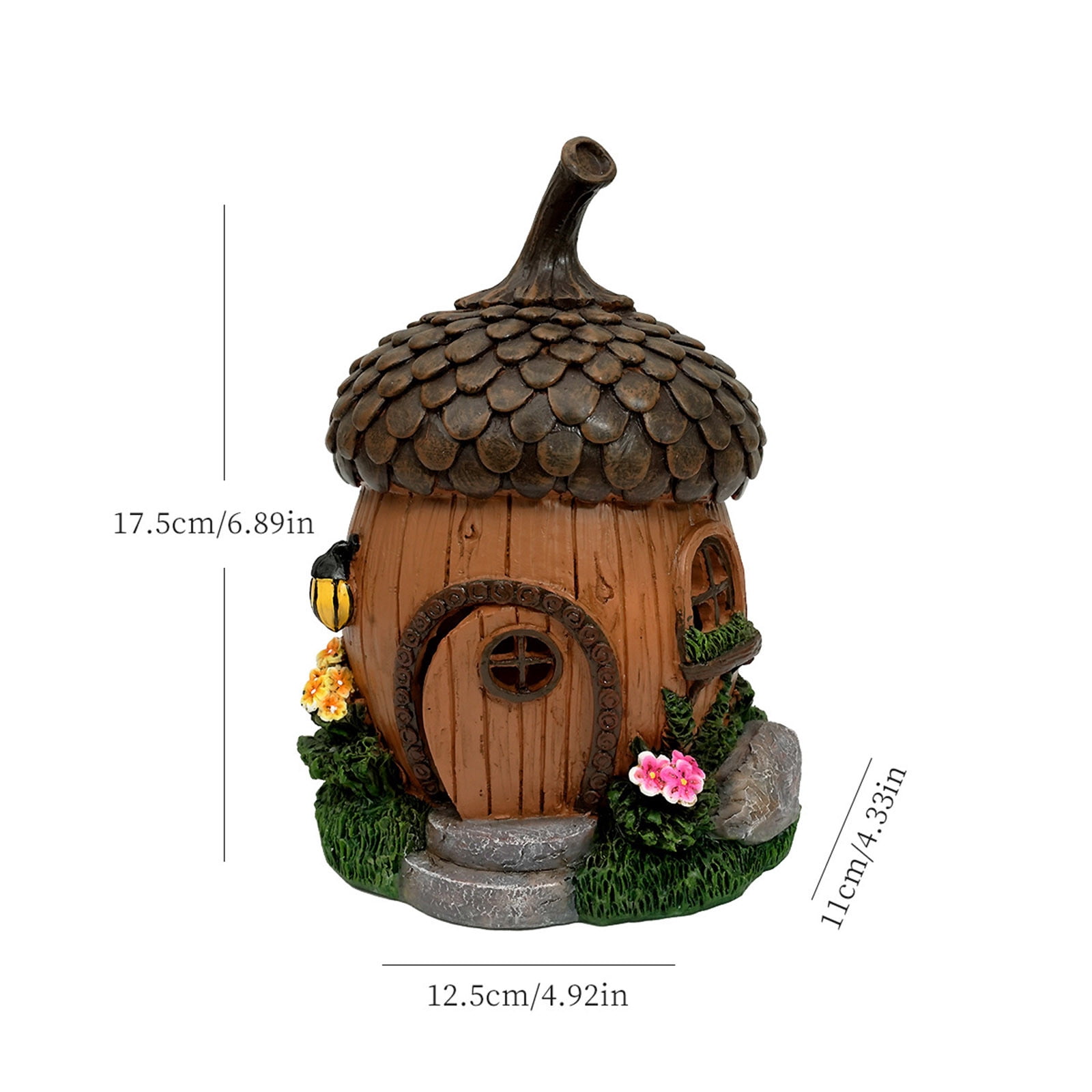 Fairy Garden House Outdoor Figurine Lights, Fairy Houses for Outside, Garden Statues Mushroom House, for Patio, Yard, Balcony Decoration, Outdoor Decorations Yard and Birthday Gifts for Mom Women