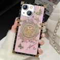 thumbnail image 6 of for iPhone 15 Plus Bling Stand Case, Luxury Glitter Floral Butterfly Foldable Kickstand Women Girls Cute Marble Shell Pattern Shockproof Protective Phone Cover Case for iPhone 15 Plus, Pink, 6 of 6