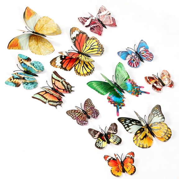 12Pcs Butterfly Wall Decor 3D Butterflies Stickers for Party Decorations with Magnets
