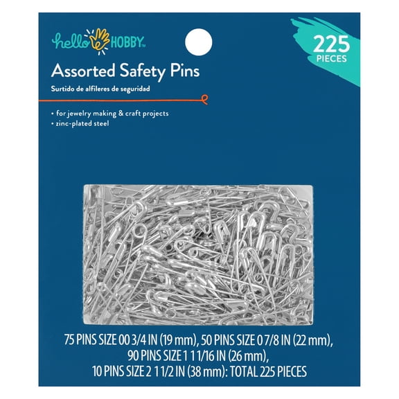 Hello Hobby Assorted Size Steel Safety Pins (225 Count)