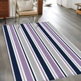 thumbnail image 3 of Minimalist Stripes Washable Area Rugs 4'x6', Navy Blue Purple Gray Horizontal Stripe Modern Low Pile Throw Living Room Rug Non-Slip Sturdy Edge Binding Carpet for Indoor Entryway Bedside Kitchen, 3 of 9