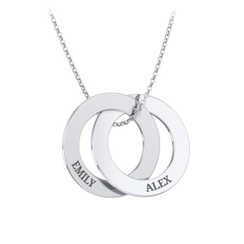 Engravable Interlocking Double Ring Pendant