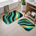 thumbnail image 2 of Green and Gold Marble Pattern Bath Mat Set Of 2,Non-Slip Rug for Bathroom,Kitchen,Bedroom,Entrance, 30x17 and 23.5x15.7 Inches, 2 of 5