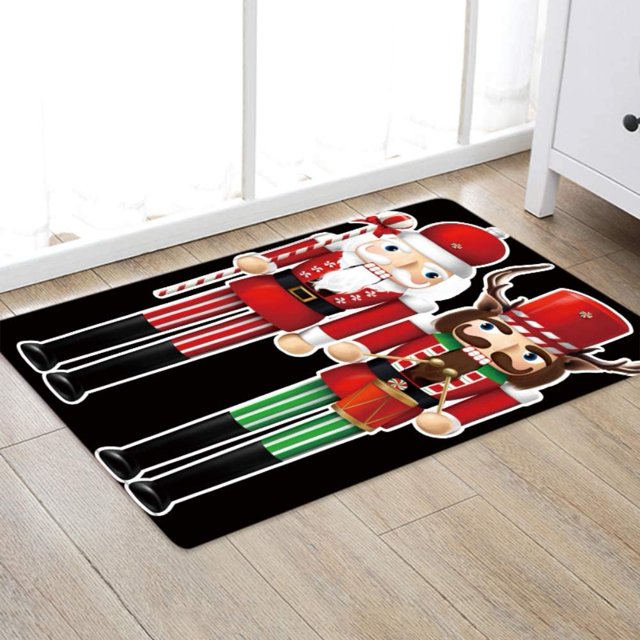 Christmas Mats and Rugs Flannel Fabric Non Slip Rubber Backing Absorbent Bath Rug Home Kitchen Floor Mat (50 x 80cm, 5#)