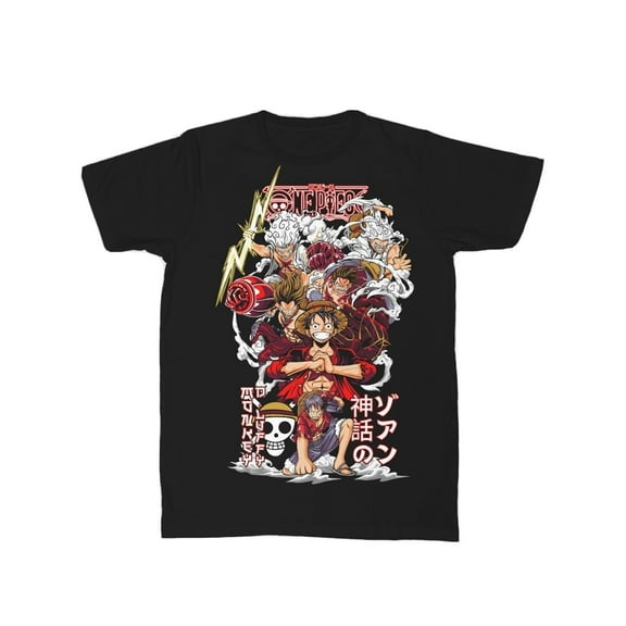 New!! One Piece Luffy DTF t shirt Large 50/50 dry-power black