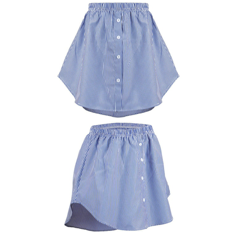 Adakot 2Pcs Shirt Extender for Women Plus Size Adjustable Layering Fake  Tops Lower Sweep Mini Skirt Hemline Fashion Wearing New,Black Stripe+Blue  Stripe 3XL 