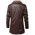 thumbnail image 6 of Men's Solid Color Button Pocket Work Wear Jacket with Plus Velvet Leather, Long Casual Coat for Winter Outdoor Adventures, Work, and Holiday Gatherings,Red,L, 6 of 6