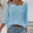 thumbnail image 3 of STETMN Women's 3/4 Length Sleeve Tops Casual Square Notched Neck Shirt Lightweight Trendy Blouse, 3 of 7