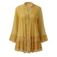 thumbnail image 4 of Cathalem Chandail à Manches Longues pour Femmes Pull d'Automne Tunique Ample, Jaune TG, 4 of 5