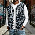 thumbnail image 2 of FENGYOU Mens Sleeveless Zip Up Hoodie Vest Casual Athletic Hooded Jacket with Leopard Print Lightweight Fleece Outerwear Blue L, 2 of 6