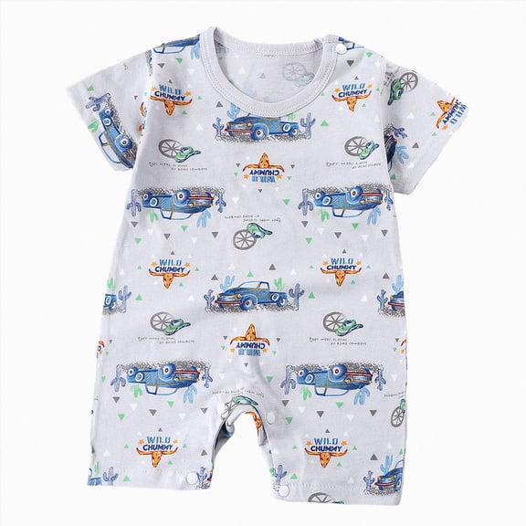 KPOPLK Infant Baby Boys Summer Romper Pajama Car Print Jumpsuit Toddler Newborn Boy Bodysuit Playsuit PJM Sleepwear 6 12 18 24 Months Size 18-24 Months,Blue
