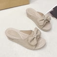 thumbnail image 6 of Women's Slippers Wedge Thick Sole Sandals Women Thick Sole Open Toe Slip-on Slides Women Footwear Beach Vacation Holiday Vintage FashionWhite 7, 6 of 9