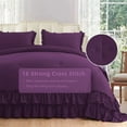 thumbnail image 3 of 1 Piece Luxury 5 Inch Two Layer Ruffle Comforter 550 GSM All Season (Oversized King Size) Premium Super Soft - 800 TC, 100% Egyptian Cotton- Solid Plum Colour, 3 of 7