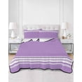 thumbnail image 2 of Quilts Queen Size Bedding Set, Purple Striped Lightweight Quilted Comforter, Luxurious White Stripes Modern Abstract Art Reversible Bedspread Coverlet with Pillow Covers for All Season, 90" x 96", 2 of 7