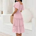 thumbnail image 5 of UoCefik Women's Summer Casual Flutter Sleeve Square Neck Smocked Midi Dress Pink M, 5 of 5
