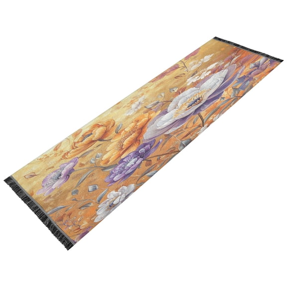 BZSMCE Runner Rug Classical Design Golden Blossom Garden Style Modern Pattern 72x23.5in Indoor Washable Rug