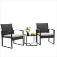 thumbnail image 2 of TUAREX 3 Pieces Rattan Patio Furniture Set, Outdoor Conversation Set, Patio Bistro Set with Coffee Table, All-weather Wicker Chairs with Cushions, for Garden, Yard or Balcony, Grey, 2 of 6