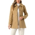 thumbnail image 1 of Abrigo de invierno con cuello de solapa y botones para mujer INSPIRE CHIC con bolsillos XL color caqui, 1 of 6