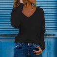 thumbnail image 3 of Aayomet Womens Blouses And Tops Dressy Womens Fall Long Sleeve Stretch Slim Round Neck Ribbed Basic Shirts,Black M, 3 of 4