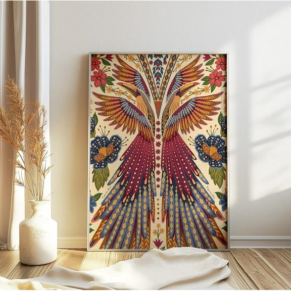 Vintage Mexican Wings Poster, Floral Mexican Art Print, Traditional Mexican Decor, Vintage South American Poster, Latin Decor, Cultural Gift Wall Art, Modern Wall Decor, 8x12 UNFRAMED