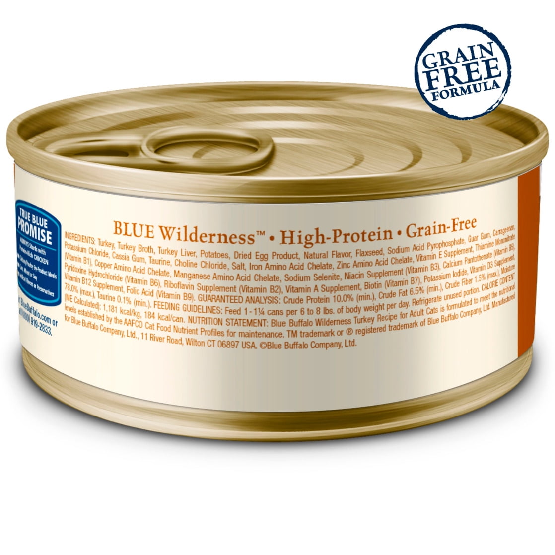 (24 pack) Blue Buffalo Wilderness High-Protein Adult Cat Wet Food, Turkey, 5.5-oz. Can
