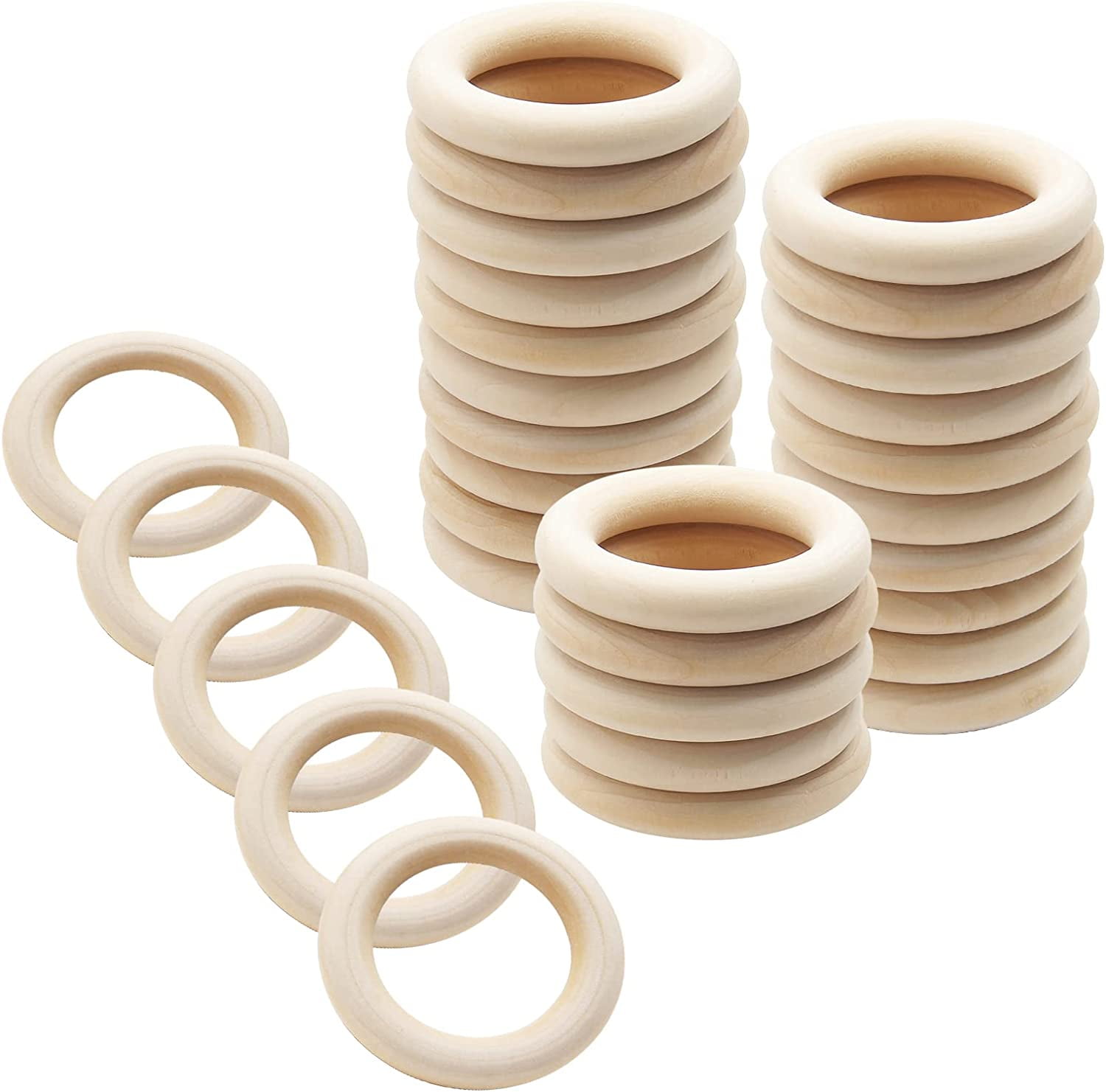 40 PCS Wooden Rings for Crafts, 55mm,30mm Unfinished Smooth Wood Rings –  WoodArtSupply