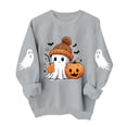 thumbnail image 3 of gbyLJF Womens Halloween Cute Ghost Sweatshirts Pumpkin Graphic Crewneck Pullover Soft Fleece Funny Aesthetic Party Sweater, 3 of 5