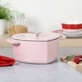 thumbnail image 3 of Martha Stewart 4 qt Oven Safe Cast Iron Dutch Ovens with Side Handles, Pink Set of 2, 3 of 5