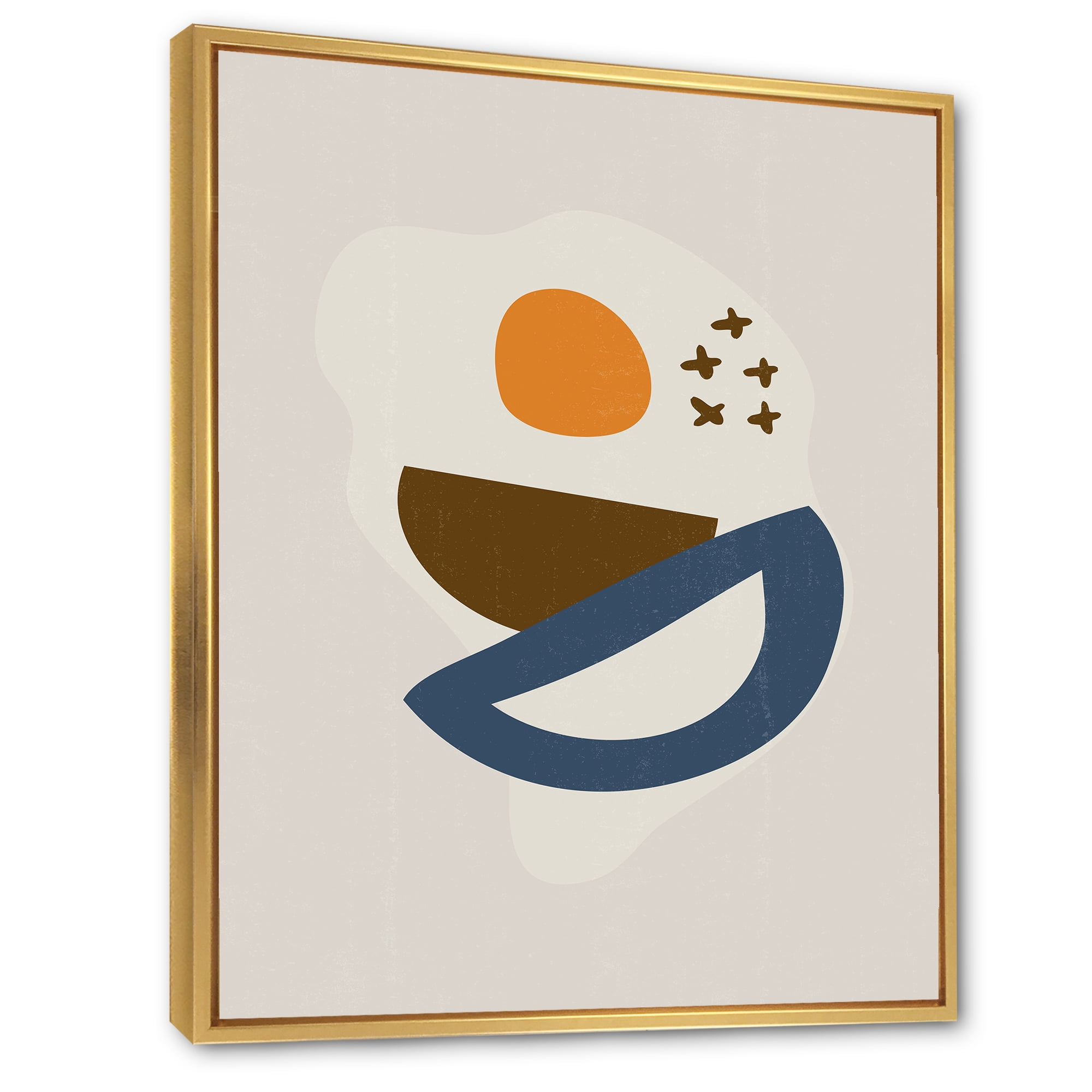 Designart 'Abstract Moon and Sun Geometric Print I' Modern Framed Canvas Wall Art Print