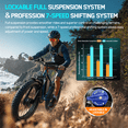 thumbnail image 6 of FENGQS Q8 Plus 26" Fat Tire Off-Road Electric Bike, Dual Motor 5000W Peak, 52V 23Ah Long-Range Battery, 45 MPH Top Speed, Full Suspension, Hydraulic Brakes, UL 2849 Certified-(Blue), 6 of 8