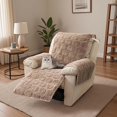 thumbnail image 5 of TOPCHANCES Plush Recliner Chair Cover, Faux Rabbit Fur 1-Seater Sofa Cover, Washable Armchair Protector with Adjustable Elastic Belt for 23 Inches Recliner (Khaki), 5 of 12