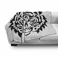 thumbnail image 3 of White Tiger Soft Flannel Fleece Throw Blanket, Minimalist Wild Animal Portrait Head Mammal Danger Illustration, Cozy Plush for Indoor and Outdoor Use, 50" x 70", White and Black, by Ambesonne, 3 of 6