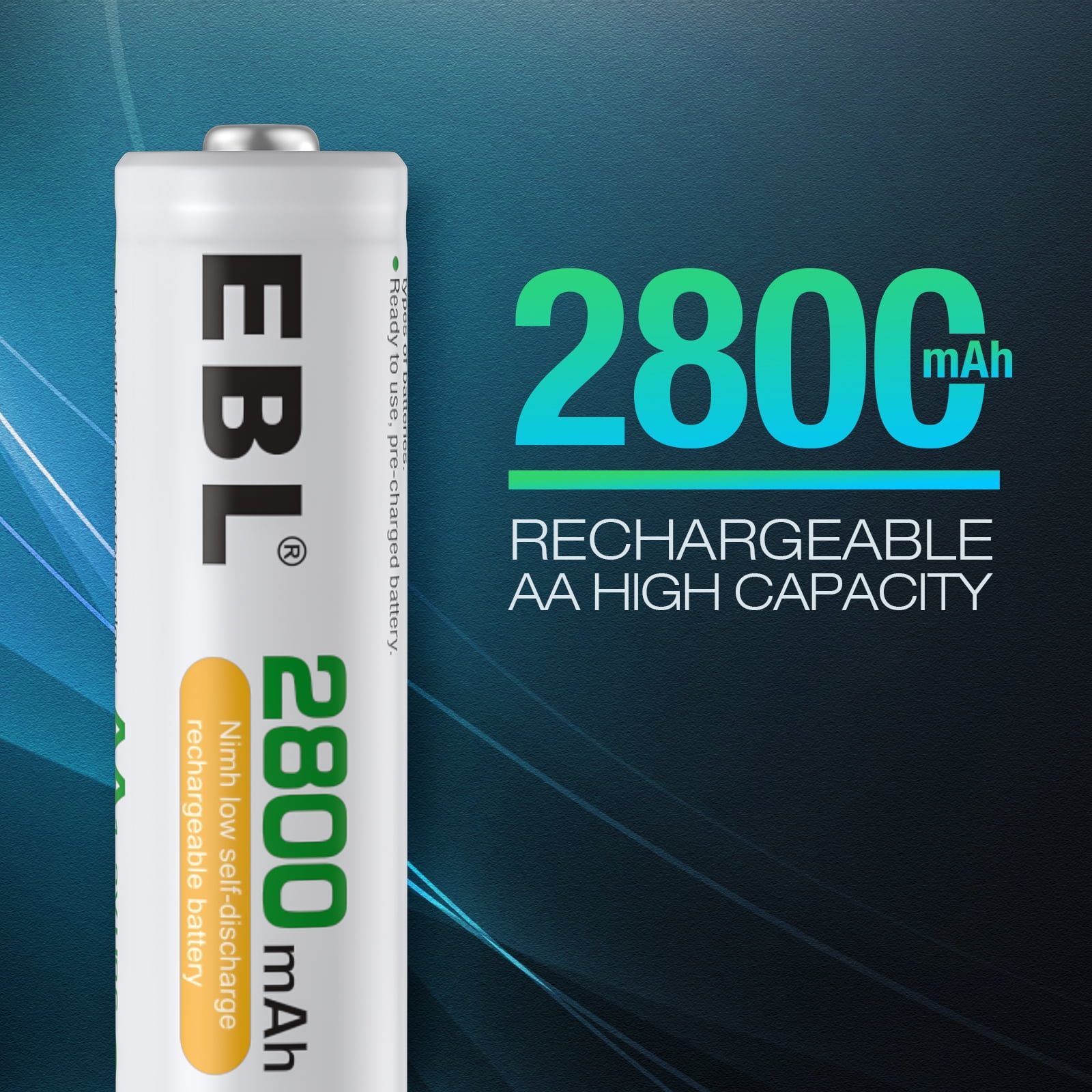 EBL 8 Bay Rechargeable Battery Charger with 4-Pack AA 2800mAh & 4-Pack 1100mAh AAA Batteries
