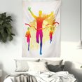 thumbnail image 3 of Olympics Tapestry, Silhouette of a Winner Champion Man on Grunge Background Colorful Illustration, Wall Hanging for Bedroom Living Room Dorm Decor, 60W X 80L Inches, Yellow Puple, by Ambesonne, 3 of 5