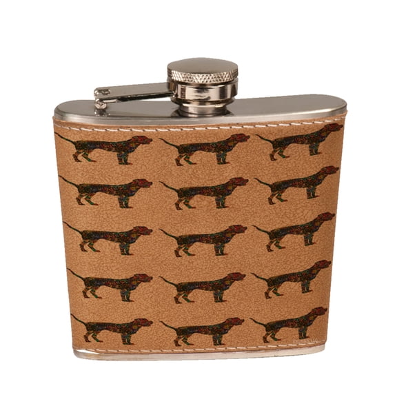 KuzmarK 6 oz. Leather Pocket Hip Liquor Flask - Bull Mastiff Dog