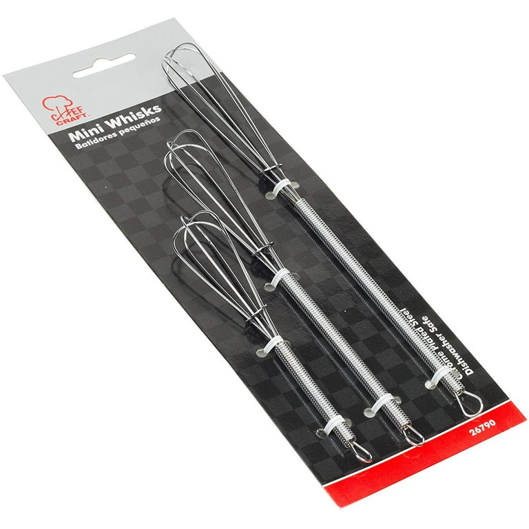 Chef Craft 3pc Chrome Plated Steel Mini Whisk Set - Great for Sauces,  Dressing, Eggs and More