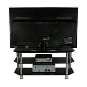 Mount-it! Glass TV Stand For Flat Screen Televisions Fits 40-60 Inch TVs, Black