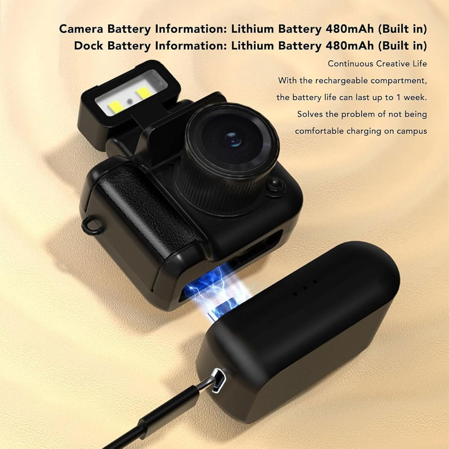 Cámara Retrosnap Minis, Pequeña Cámara Retrosnap, Cámara De Llavero Con Luz De Flash LED, Videocámara Digital Vintage De 1080p Con Luz De Flash LED