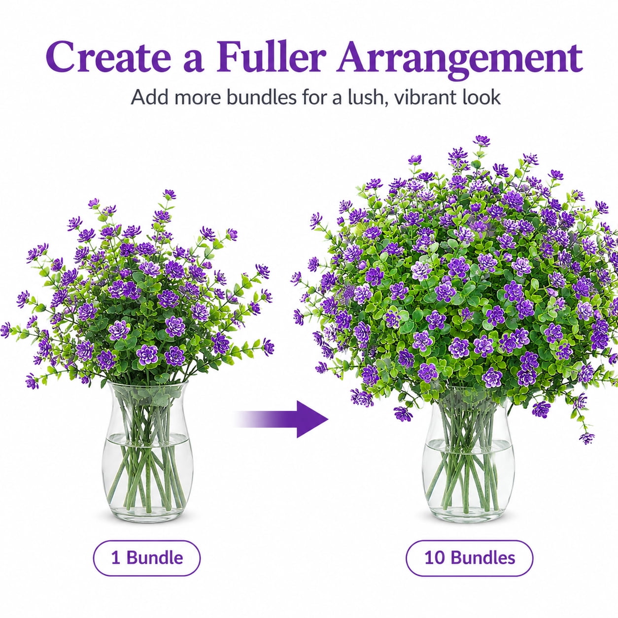 10 Bundles Artificial Fake Flowers, Faux Outdoor Plastic Plants UV Resistant Shrubs Outside Indoor Decorations