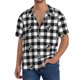 thumbnail image 1 of Fotbe Black Tartan Plaid Camisa Estampada de Manga Corta para Hombre, Casual de Verano, Estilo Playero, Sin Arrugas-3X-Large, 1 of 5
